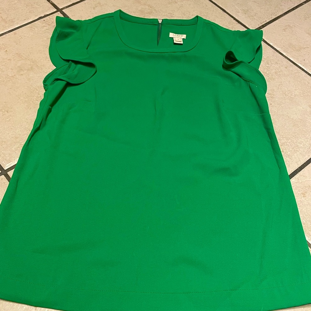 J. Crew Women’s Green Flutter Sleeve Blouse Top Size 2